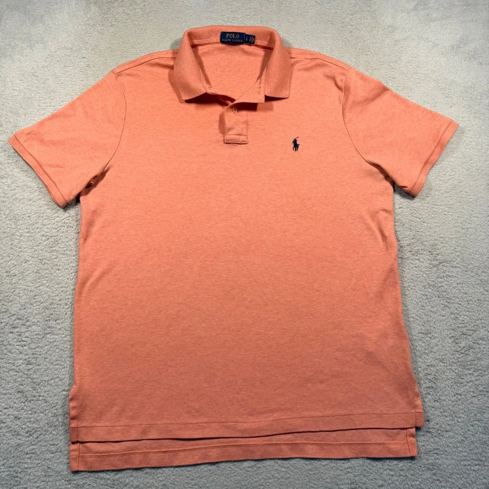 Polo Ralph Lauren Polo‎ Shirt Mens L Coral Short Sleeve Cotton Classic Prep
